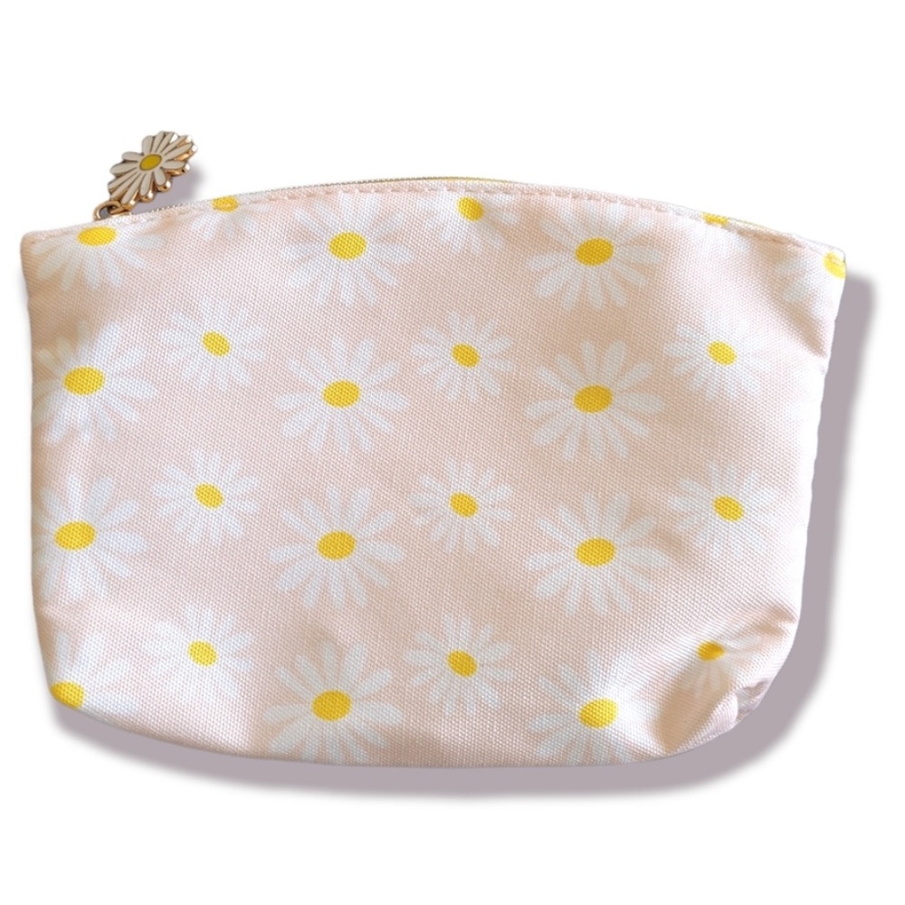 Ipsy Yellow & Pink Daisy Make Up Cosmetics Bag NEW